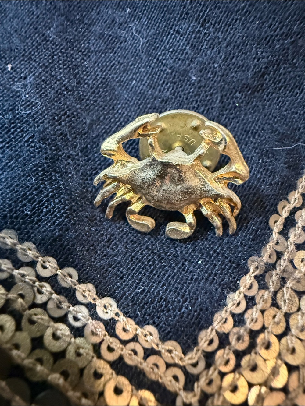 Gold Crab Lapel Pin - Gold Tone Women Accessories